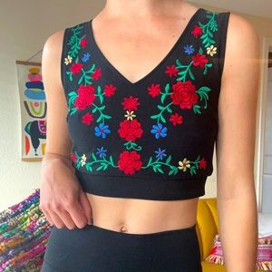 Embroidered crop top
